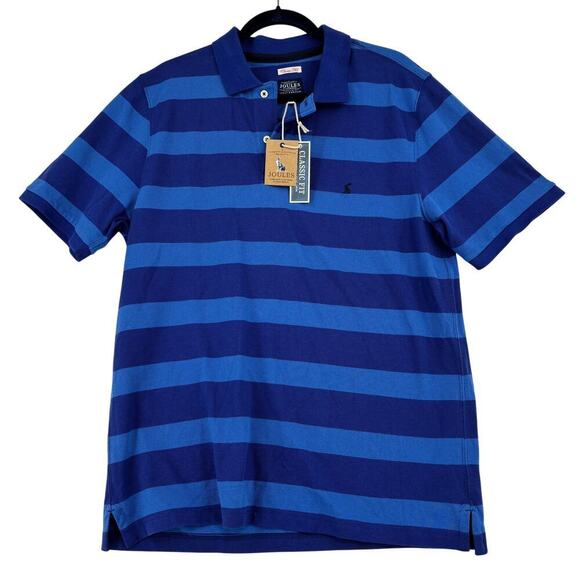 Joules Filbert Polo Shirt Mens Size US L Blue Stripe Cotton Classic Fit UK XL - Picture 1 of 15